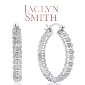 Jaclyn Smith 1/2 Carat Sparkling Moissanite Hoop Earrings, 1 Inch