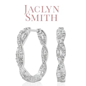 Jaclyn Smith 1/2 Carat Sparkling Moissanite Infinity Hoop Earrings, 1 Inch