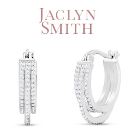Jaclyn Smith 1/2 Carat Triple Sparkling Moissanite Hoop Earrings