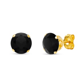 1 Carat Black Moissanite Stud Earrings In Yellow Gold