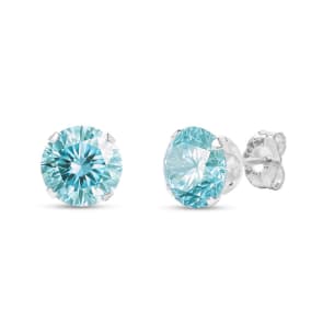 1 Carat Blue Moissanite Stud Earrings In White Gold