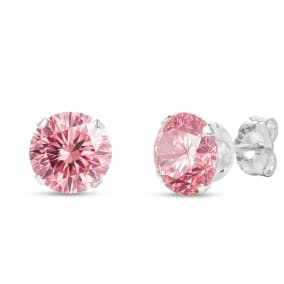 2 Carat Pink Moissanite Stud Earrings In White Gold