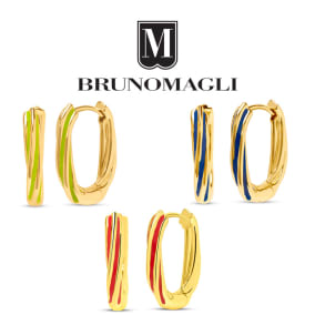 Bruno Magli Serena Gold Hoop Earrings Available In Red, Green and Blue