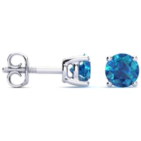 Estate Jewelry 3/4 Carat Blue Diamond Stud Earrings In 14 Karat White Gold