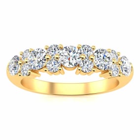 Estate Jewelry 3/4 Carat Diamond Garland Ring In 14 Karat Yellow Gold, Size 8.5