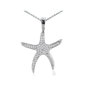 Estate Jewelry 1/3ct Large Starfish Diamond Pendant in 14 Karat White Gold