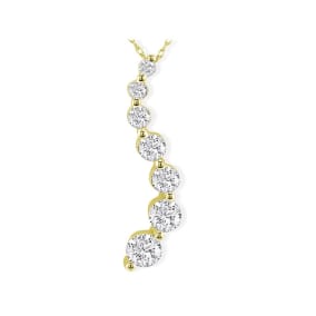 Estate Jewelry 1 Carat 7 Diamond Journey Pendant 14 Karat Yellow Gold