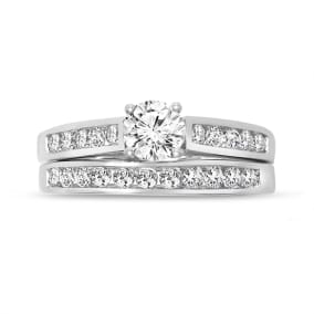 Estate Jewelry 1 Carat Two-Piece Bridal Set With Zirconia In Sterling Silver, Size 7