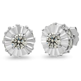 Estate Jewelry 2 Carat Diamond Plus-Styled Stud Earrings In 14 Karat White Gold