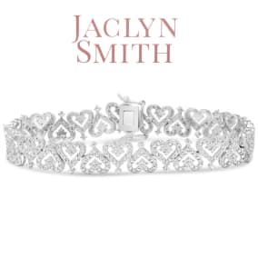 Jaclyn Smith 1 Carat Sparkling Moissanite Bracelet With Hearts, 7 Inches