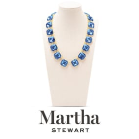 Martha Stewart Cushion Crystal Statement Necklace, Blue