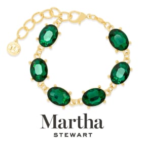 Martha Stewart Oval Crystal Statement Bracelet, Green