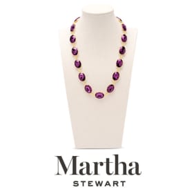 Martha Stewart Oval Crystal Statement Necklace, Purple