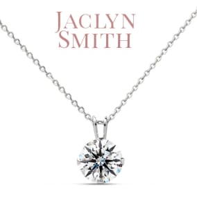 Jaclyn Smith 1/4 Carat Moissanite Solitaire Necklace In White Gold With Free Chain