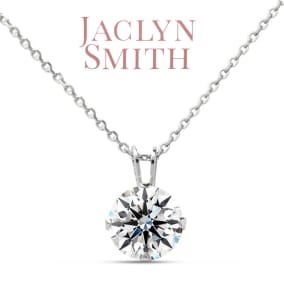 Jaclyn Smith 1/2 Carat Moissanite Solitaire Necklace In White Gold With Free Chain