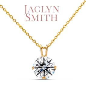 Jaclyn Smith 1/2 Carat Moissanite Solitaire Necklace In Yellow Gold With Free Chain