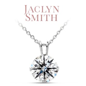 Jaclyn Smith 1 Carat Moissanite Solitaire Necklace In White Gold With Free Chain