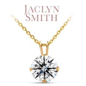 Jaclyn Smith 1 Carat Moissanite Solitaire Necklace In Yellow Gold With Free Chain