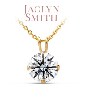 Jaclyn Smith 2 Carat Moissanite Solitaire Necklace In Yellow Gold