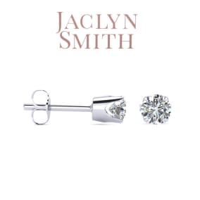 Jaclyn Smith 1/2 Carat Round Moissanite Stud Earrings in White Gold