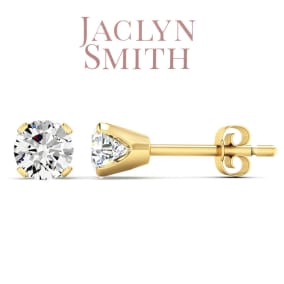 Jaclyn Smith 2 Carat Moissanite Stud Earrings In Yellow Gold 