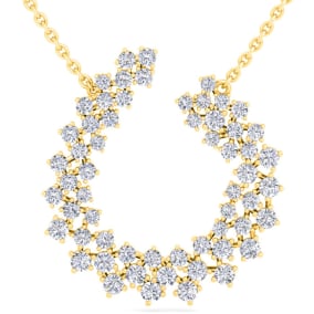 4 Carat Lab Grown Diamond Statement Necklace In Yellow Gold, 18 Inches