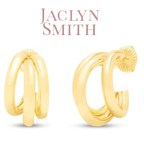 Jaclyn Smith Tri Hoop Earrings In Gold