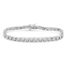1 Carat Natural Diamond Miracle Tennis Bracelet In Sterling Silver, 7 Inches