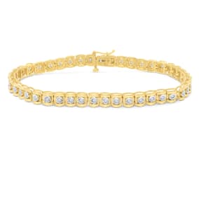 1/2 Carat Natural Diamond Miracle Tennis Bracelet In Yellow Gold, 7 Inches