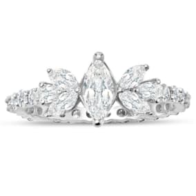 1 1/2 Carat Fancy Lab Grown Diamond Eternity Engagement Ring In Sterling Silver