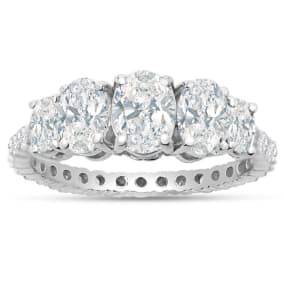 2 Carat Fancy Lab Grown Diamond Eternity Engagement Ring In Sterling Silver