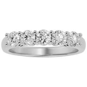 1 Carat Five Lab Grown Diamond Anniversary Band In Sterling Silver. Very Popular
