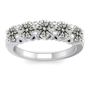 1 1/2 Carat Five Lab Grown Diamond Anniversary Band In Sterling Silver