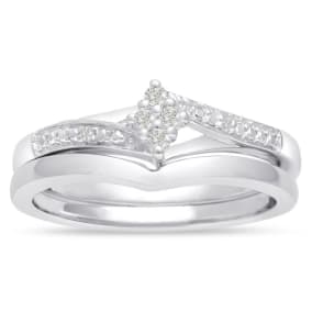 Estate Jewelry Marquise Shaped Diamond Bridal Set, Ring Size 4.5 
