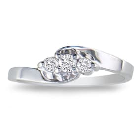 Estate Jewelry 1/10ct Three Diamond Promise Ring in Sterling Silver