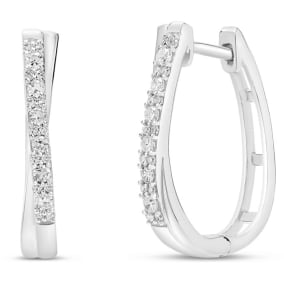 1/4 Carat Lab Grown Diamond Hoop Earrings In Sterling Silver, 1/2 Inch