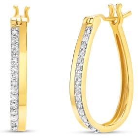 1/4 Carat Lab Grown Diamond Hoop Earrings In 14K Yellow Gold Over Sterling Silver, 3/4 Inch