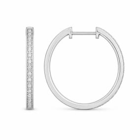 Estate Jewelry 1/4 Carat Natural Diamond Earrings In Sterling Silver, 1 Inch