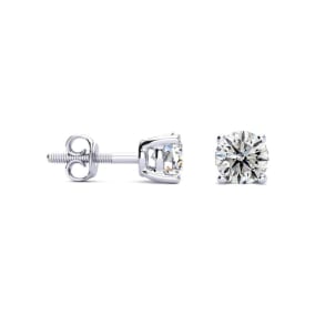 1 Carat Lab Grown Diamond Earrings In Platinum, Basket Setting