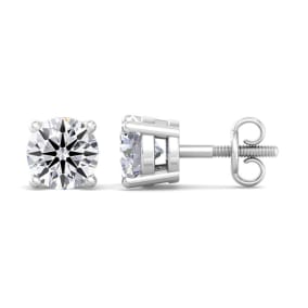 1 1/2 Carat Lab Grown Diamond Earrings In Platinum, Basket Setting
