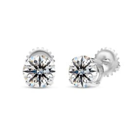 2 Carat Lab Grown Diamond Earrings In Platinum, Basket Setting