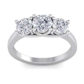 2 Carat Lab Grown Three Diamond Ring In Sterling Silver