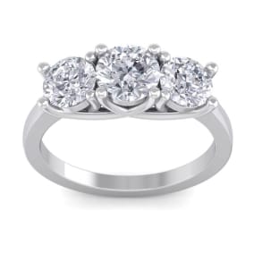 3 Carat Lab Grown Three Diamond Ring In Sterling Silver