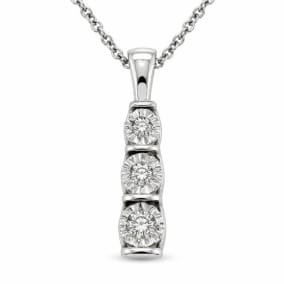 0.15 Carat Lab Grown Diamond Three Stone Necklace In Sterling Silver