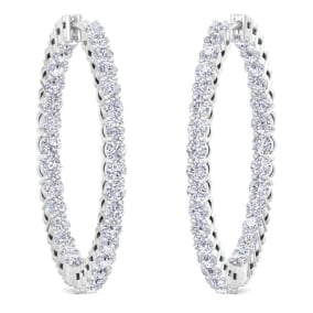 2 Carat Endless Natural Diamond Hoop Earrings In Sterling Silver