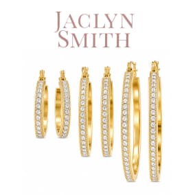 Jaclyn Smith Crystal Hoop Earrings Set of 3