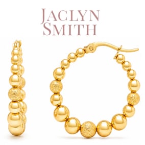 Jaclyn Smith Beaded Hoop Earrings In Gold