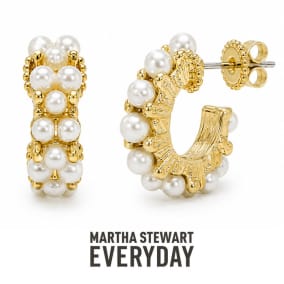 Martha Stewart Everyday Pearl Hoop Earrings In Gold