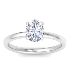 1 Carat Oval Shape Lab Grown Diamond Ring In Sterling Silver, Solitaire
