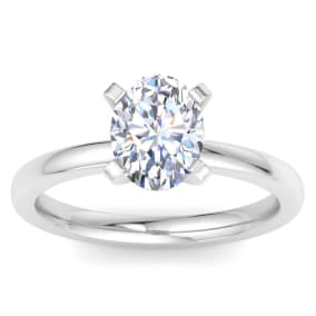 2 Carat Oval Shape Lab Grown Diamond Ring In Sterling Silver, Solitaire